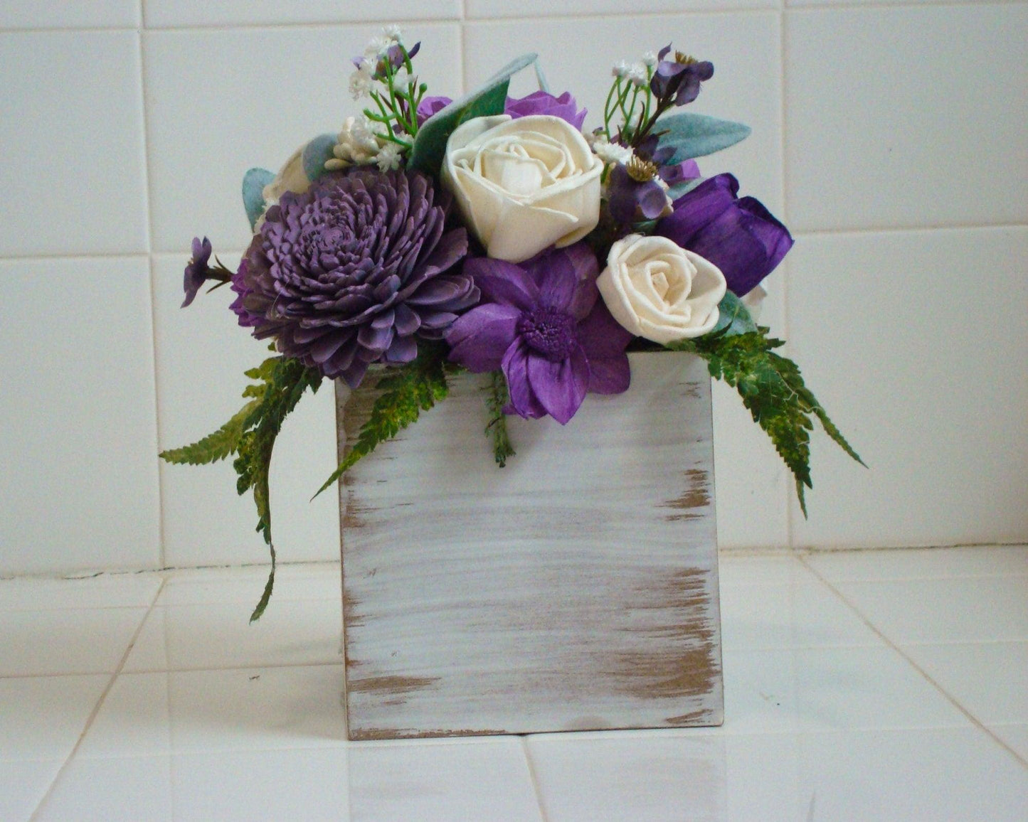 Purple Sola Wood Flower Centerpiece – Bridal, Dining Room & Gift Arrangement