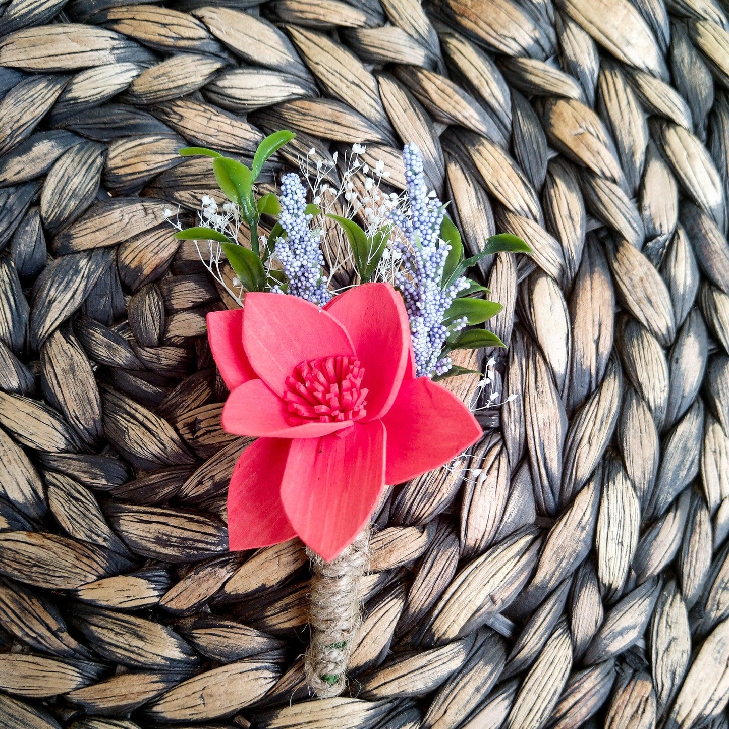 Coral Sola Wood Wedding Bouquet & Boutonniere Set | Handcrafted Keepsake Flowers
