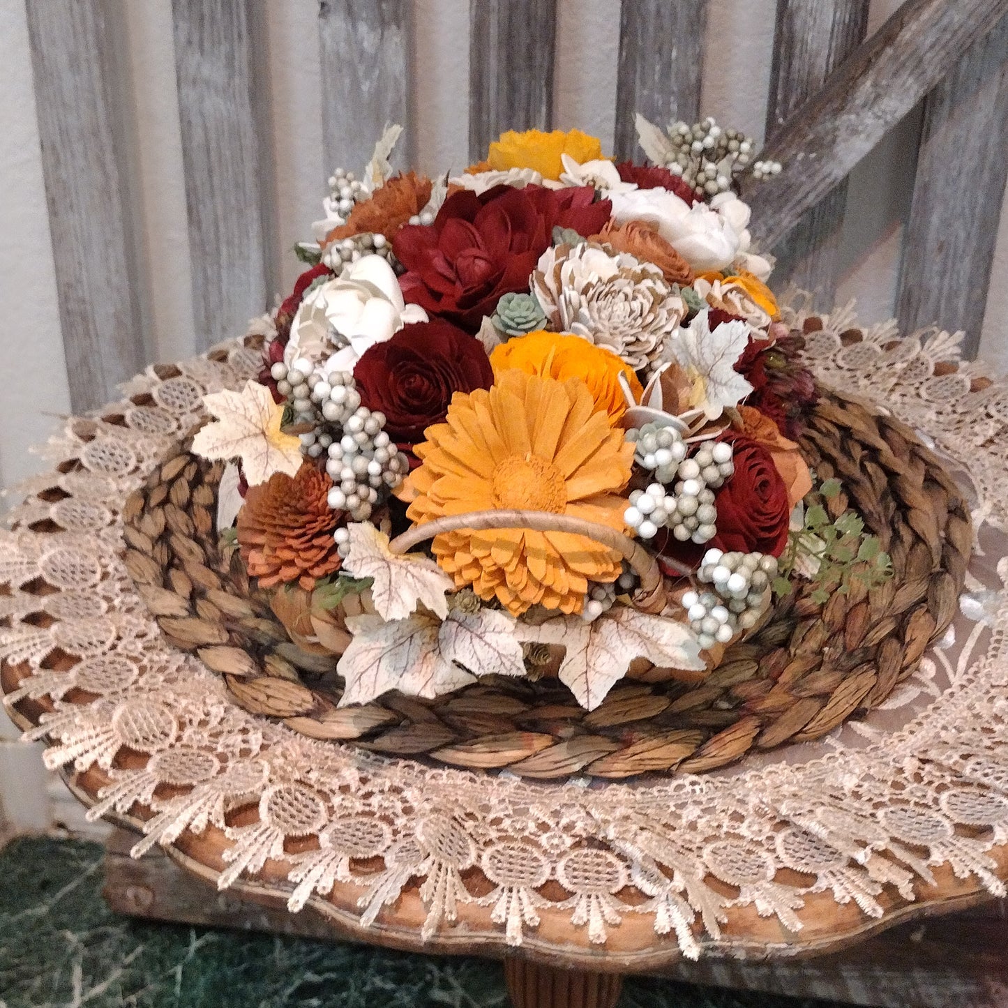 Handcrafted Fall Sola Wood Flower Arrangement – Rustic Centerpiece, Eco-Friendly Décor & Gift