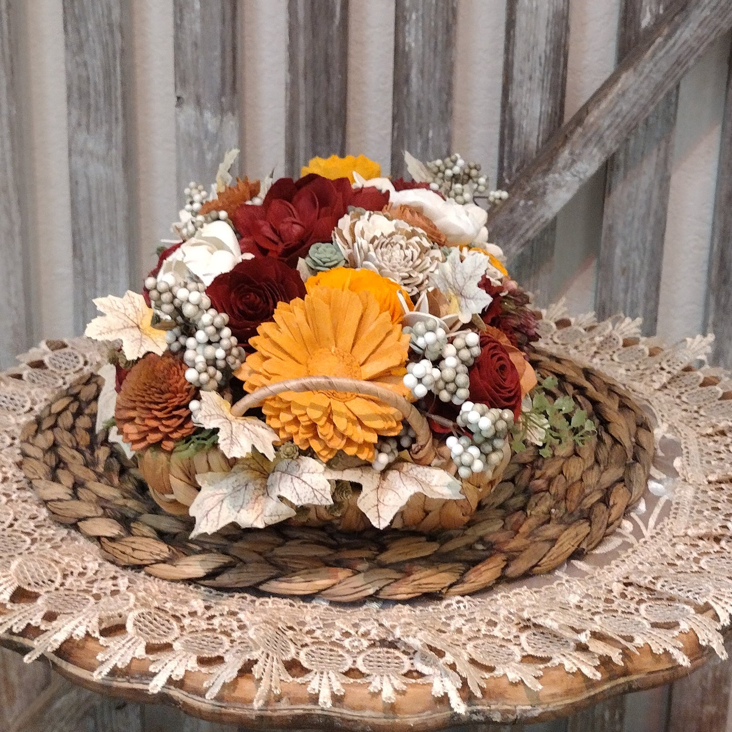 Handcrafted Fall Sola Wood Flower Arrangement – Rustic Centerpiece, Eco-Friendly Décor & Gift