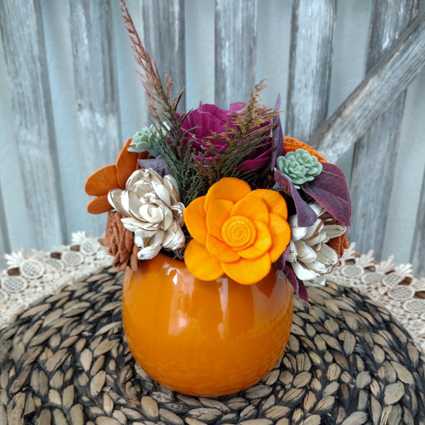 Fall Owl full of Sola wood flowers