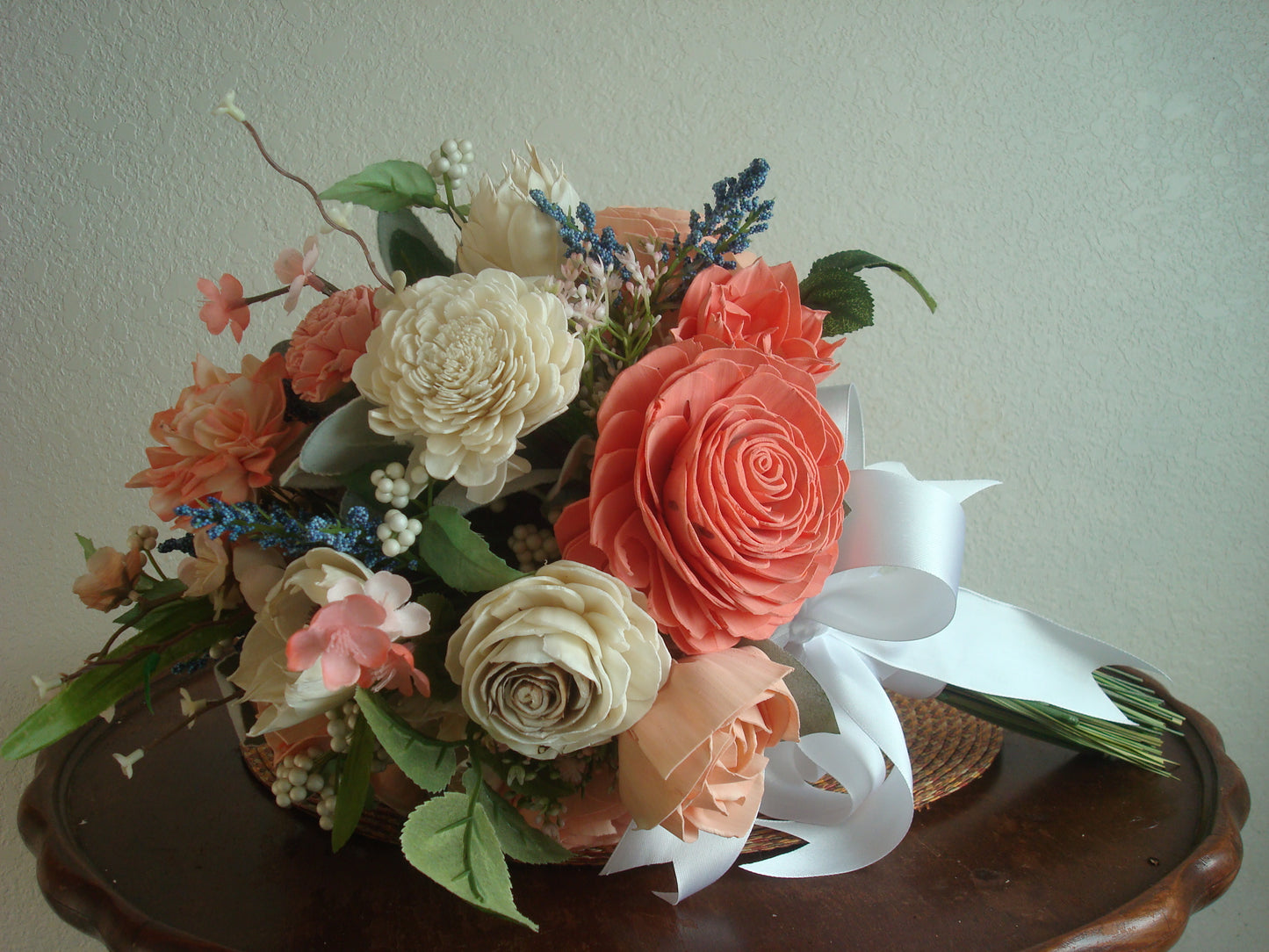 Peaches and Blue Bridal Bouquet