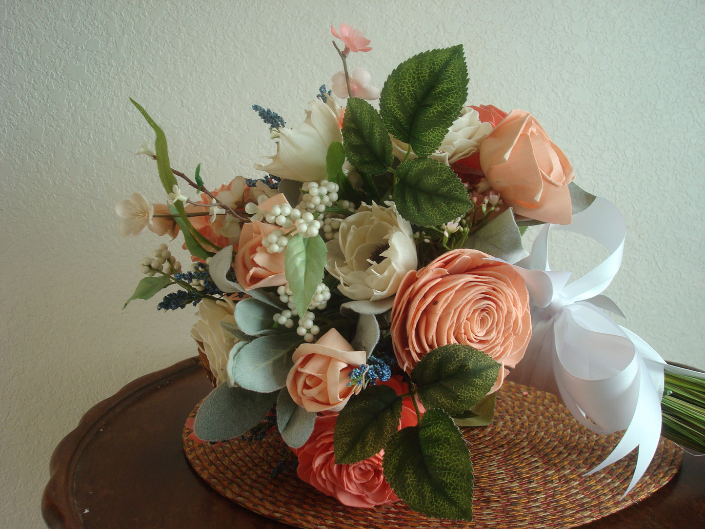 Peaches and Blue Bridal Bouquet