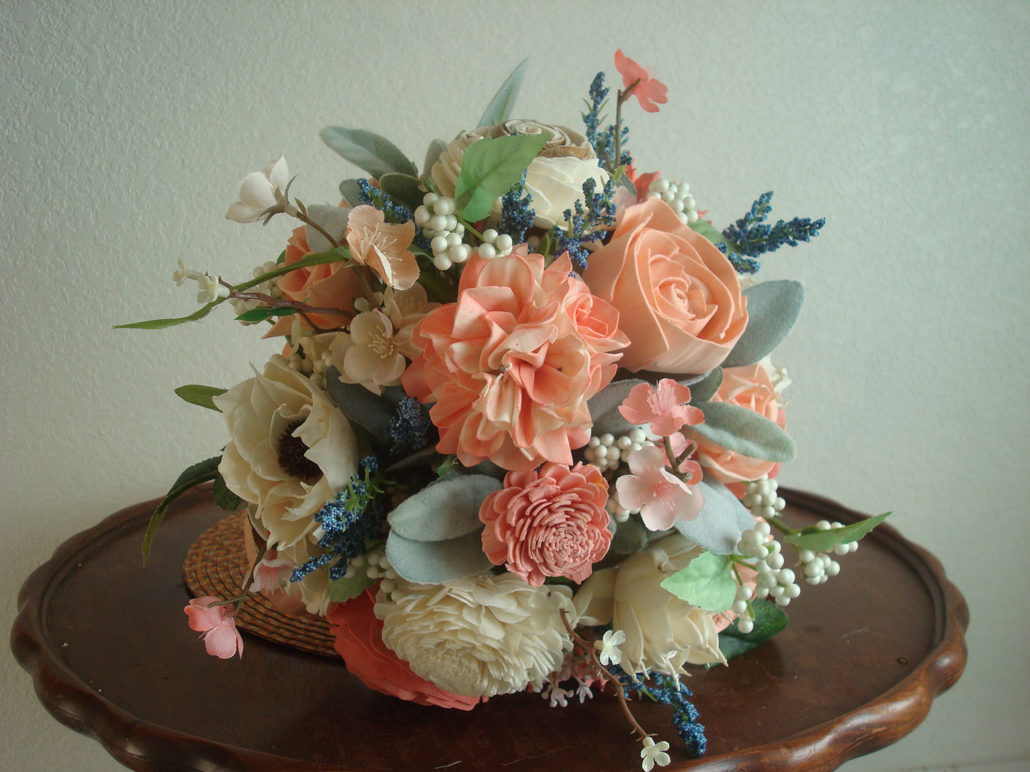 Peaches and Blue Bridal Bouquet