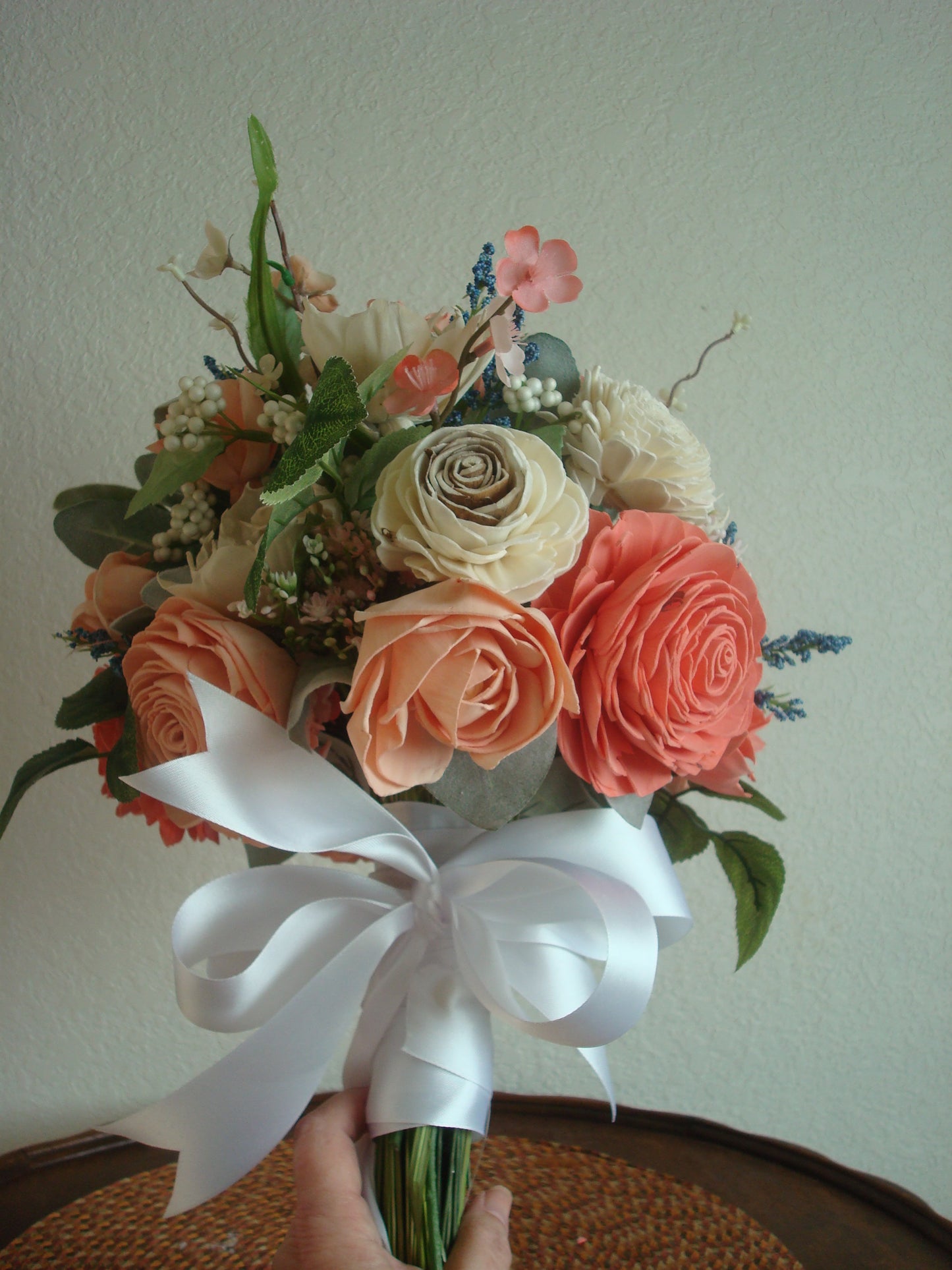 Peaches and Blue Bridal Bouquet