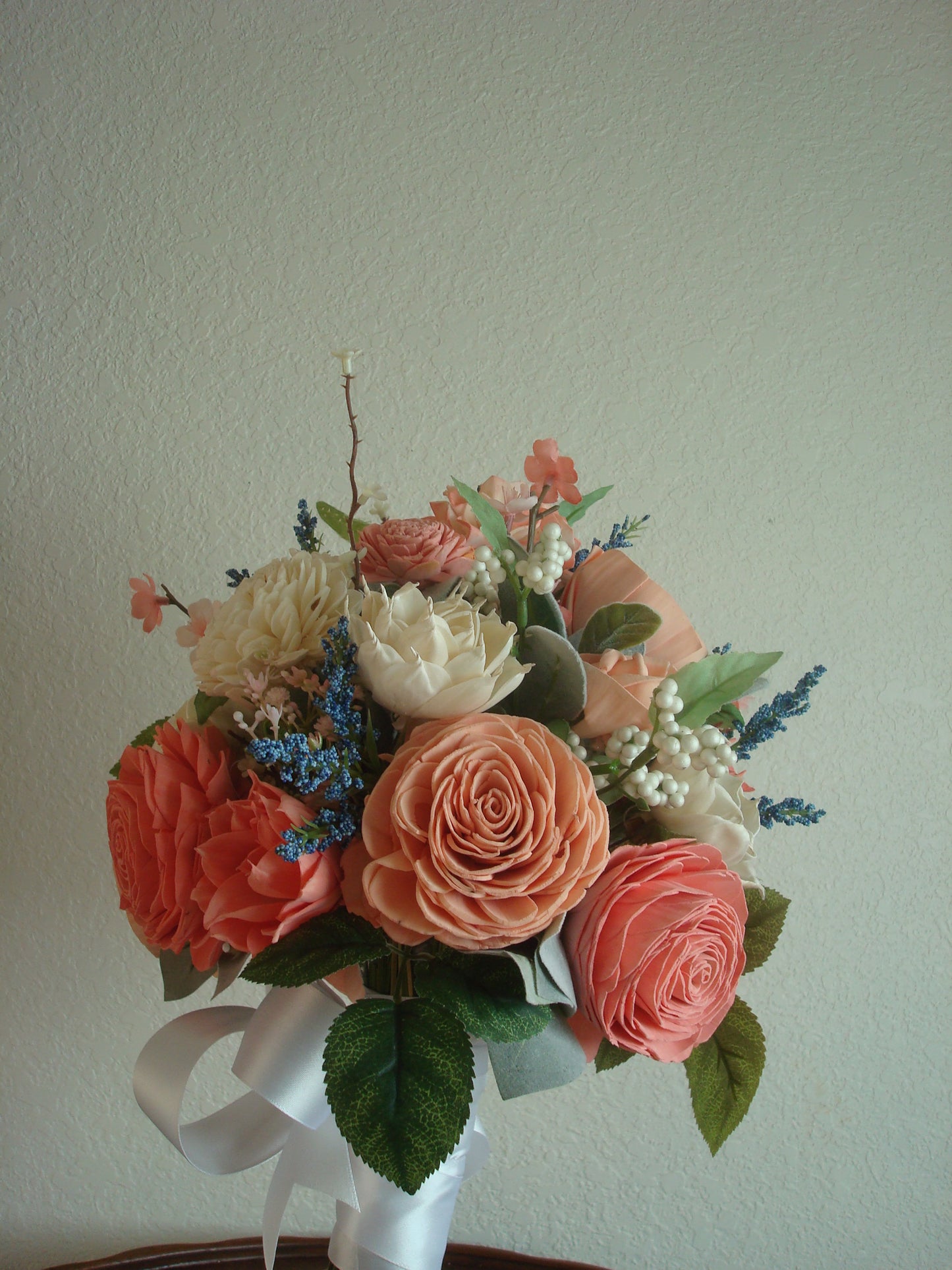 Peaches and Blue Bridal Bouquet