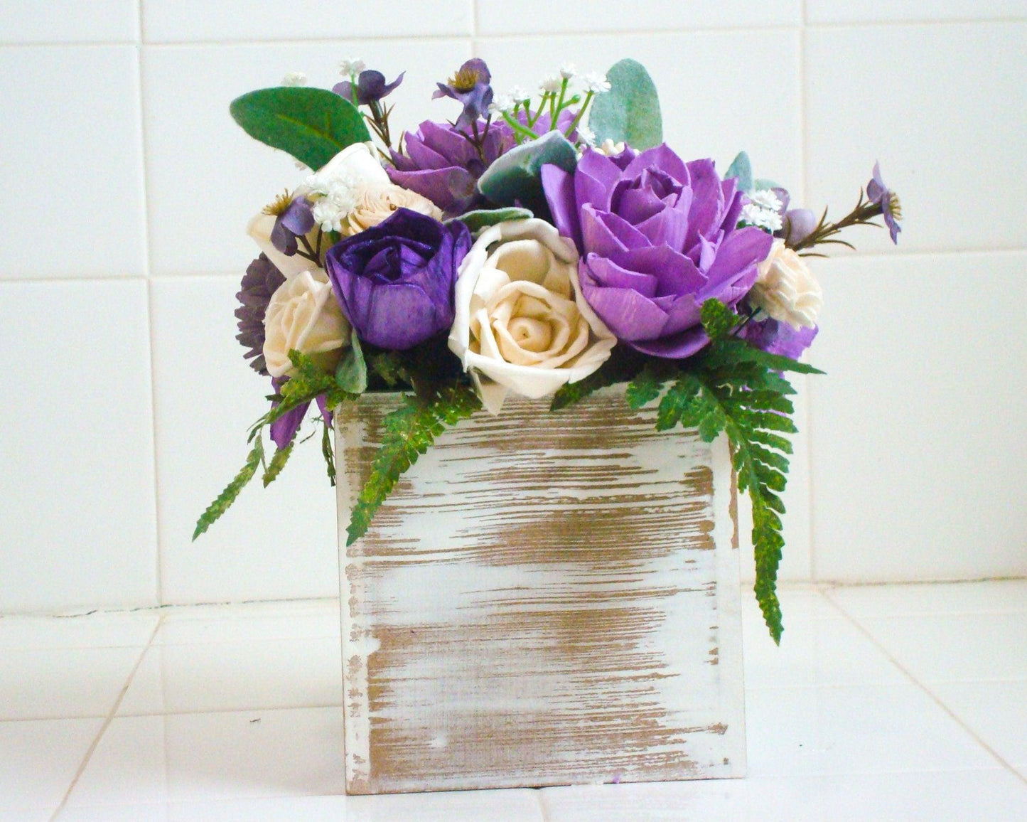 Purple Sola Wood Flower Centerpiece – Bridal, Dining Room & Gift Arrangement