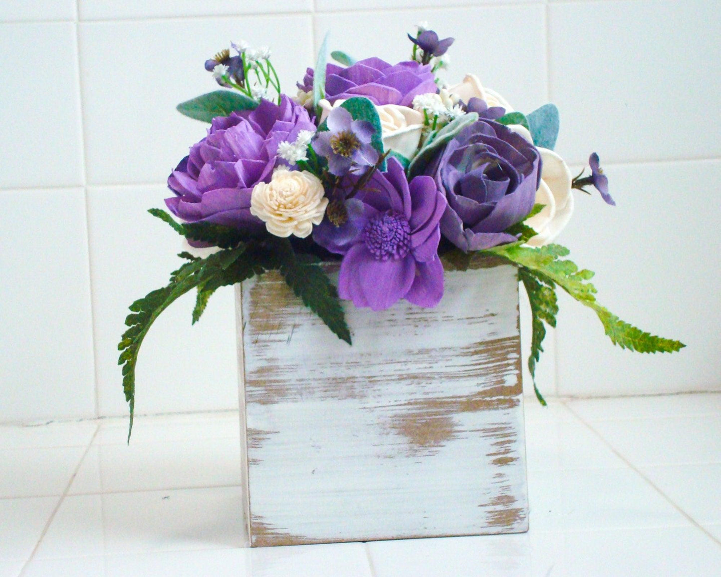 Purple Sola Wood Flower Centerpiece – Bridal, Dining Room & Gift Arrangement