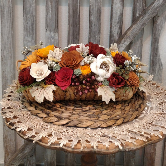 Handcrafted Fall Sola Wood Flower Arrangement – Rustic Centerpiece, Eco-Friendly Décor & Gift