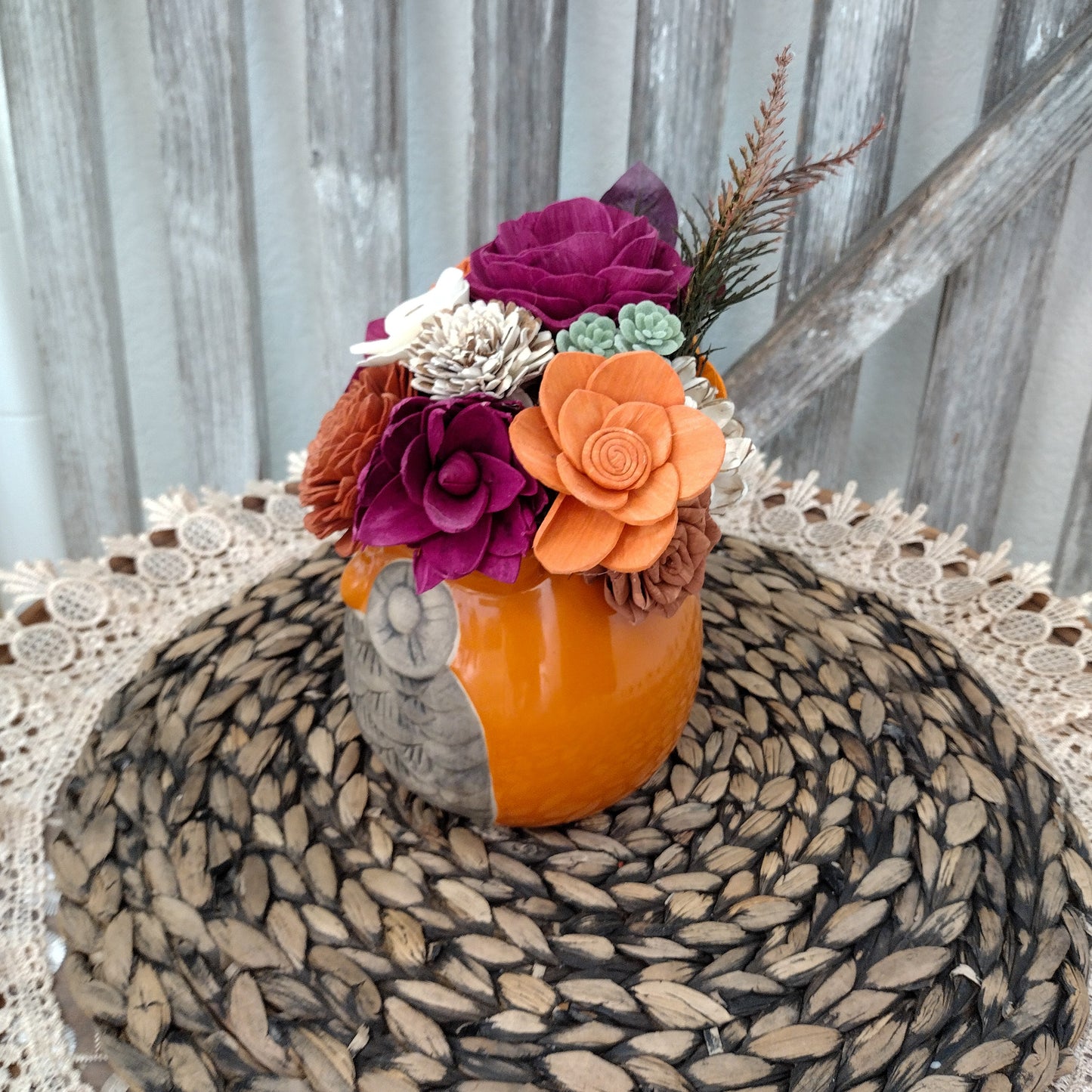 Fall Owl full of Sola wood flowers