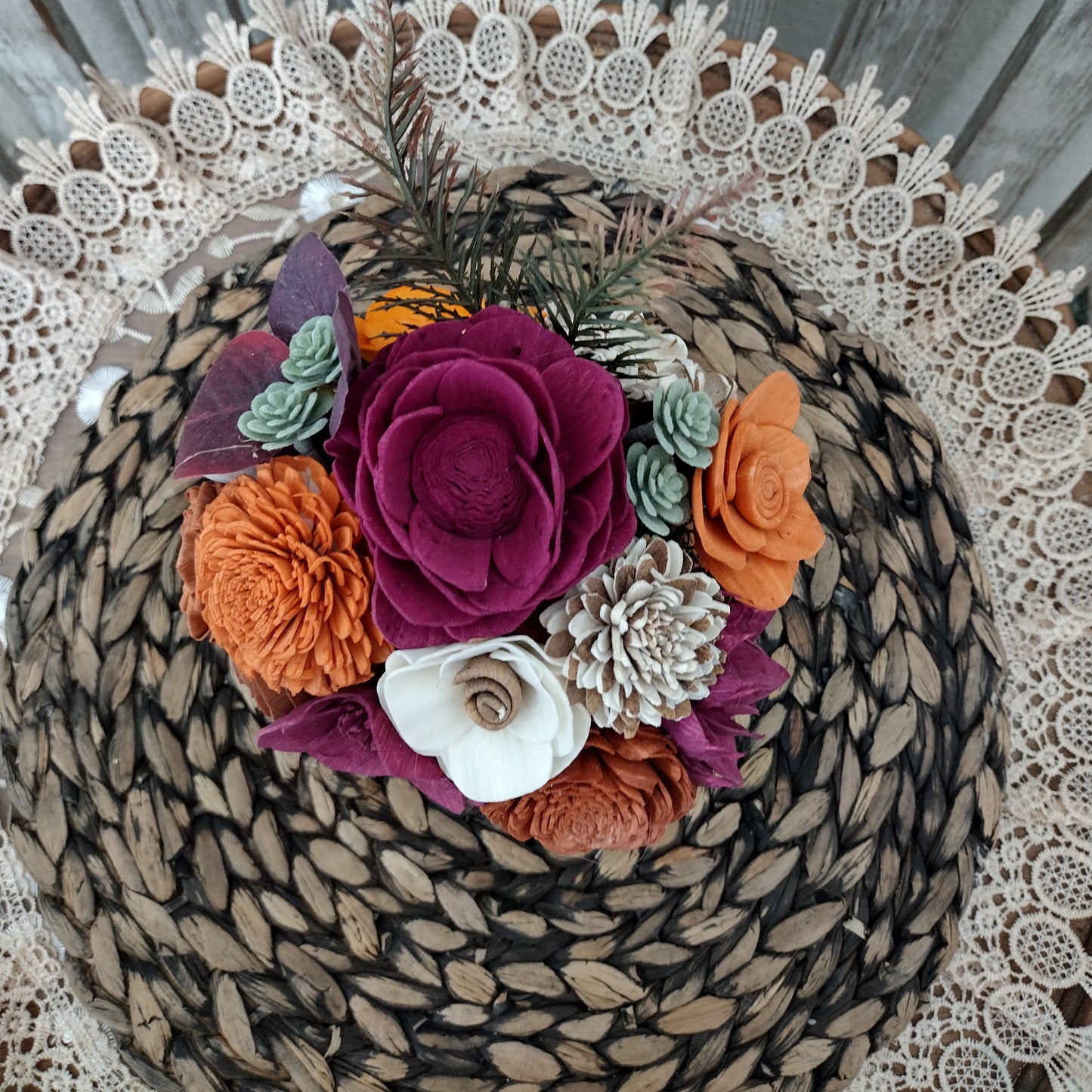 Fall Owl full of Sola wood flowers